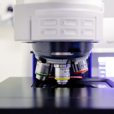 close up view of a microscope and its lenses